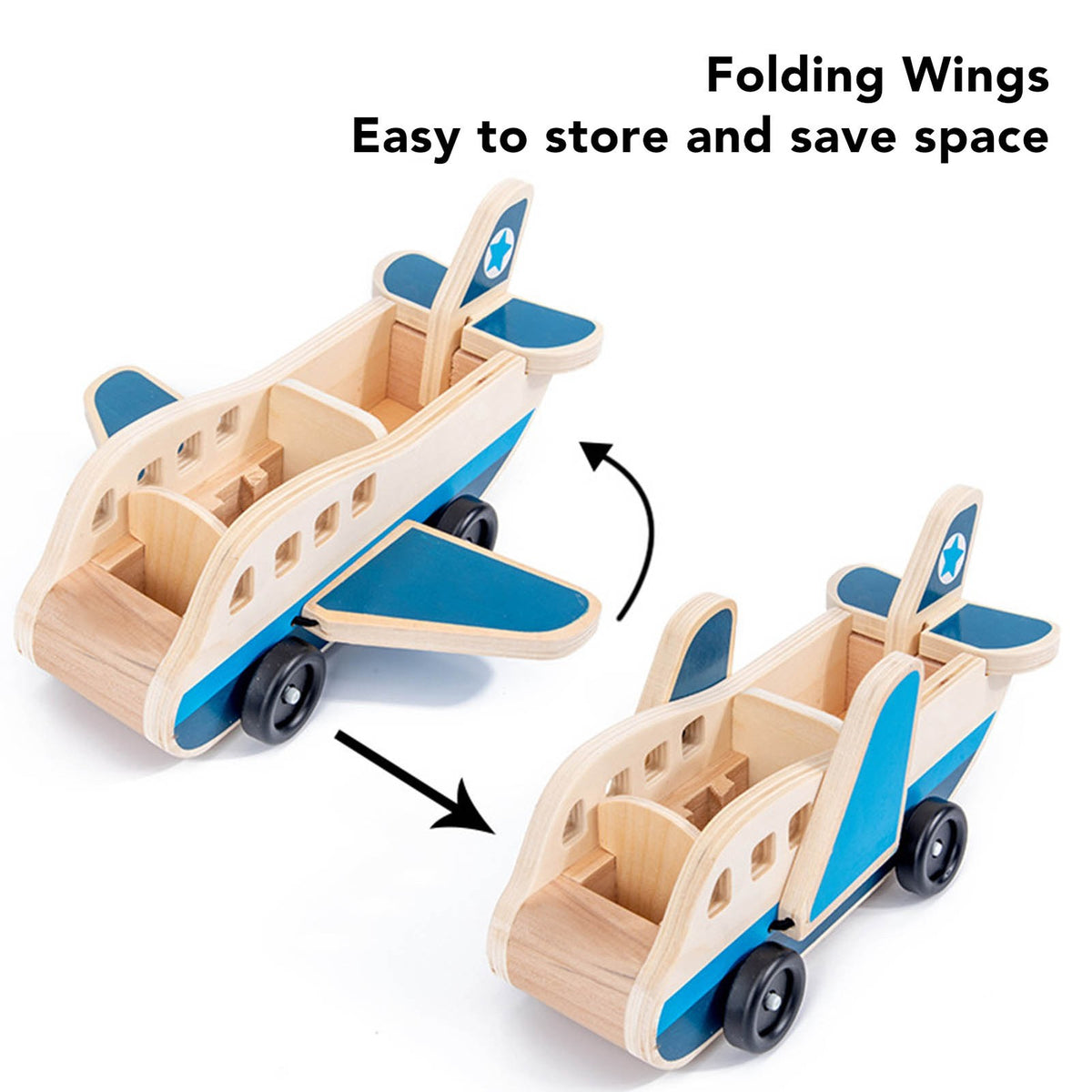 Wooden Toy Plane with Person & Suitcase Blocks Corrosion Resistant Building Set