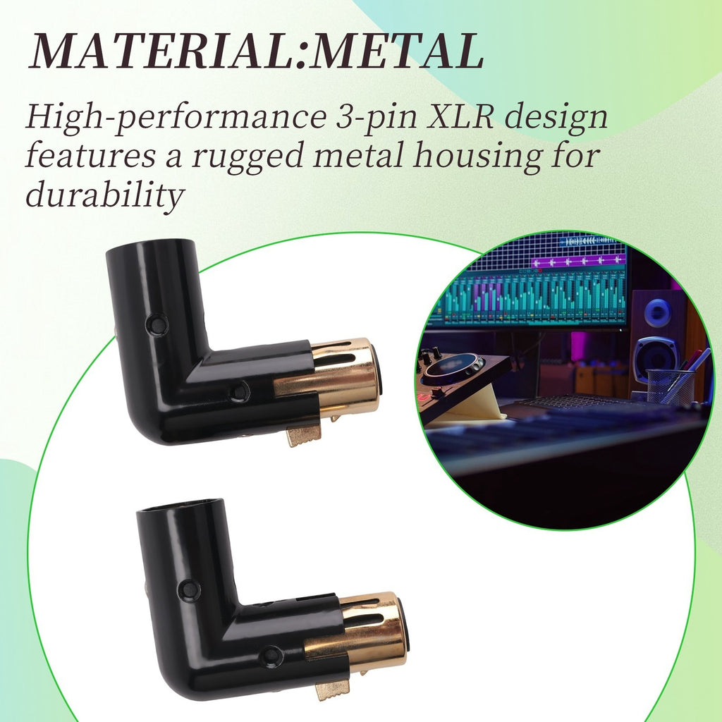 2PCS Audio Adapter Plug Adjustable Male to Female Right Angle XLR Adapter3750