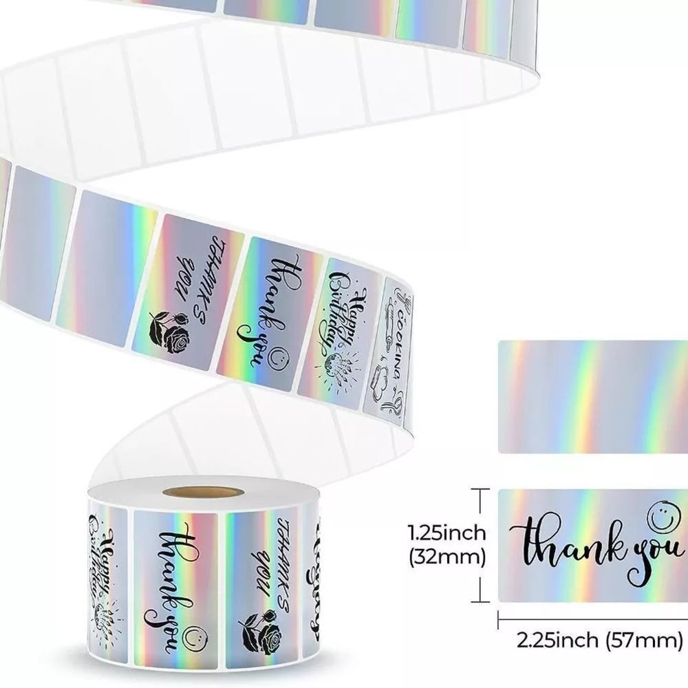 Self-adhesive Wrapping Stickers Holographic Thermal Printer Sticker Name Tag