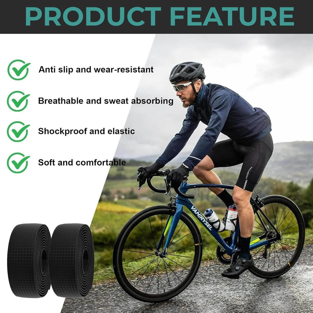 2pcs Rolls Non-Slip Cycling Handlebar Tape, Shock Absorbing, Carbon