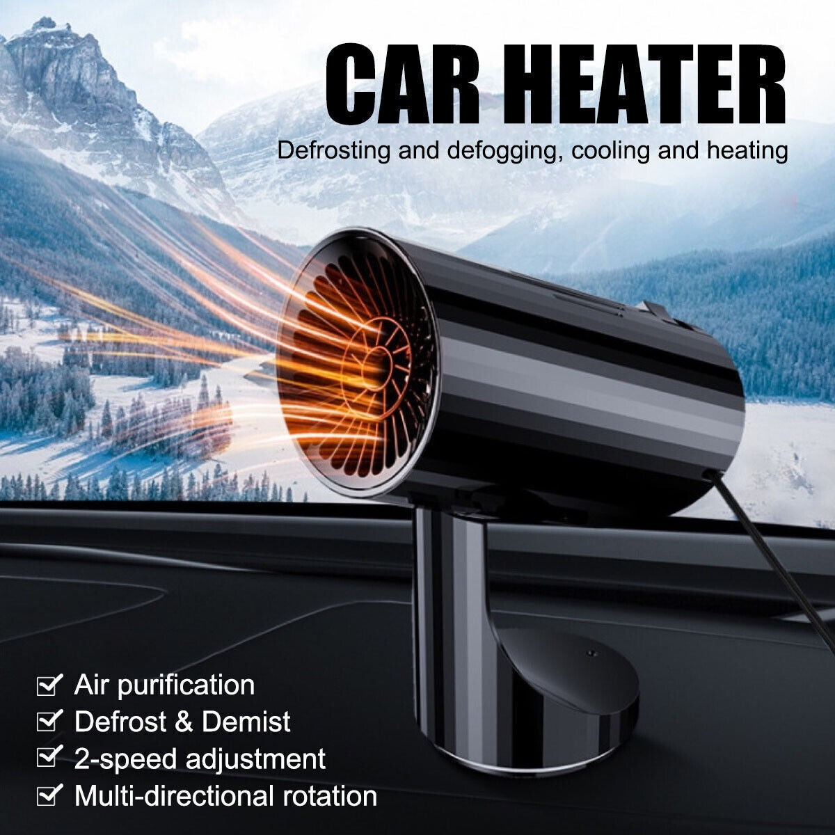 150W Electric Car Heater 12V DC Heating Fan Defogger Defroster Demister Portable