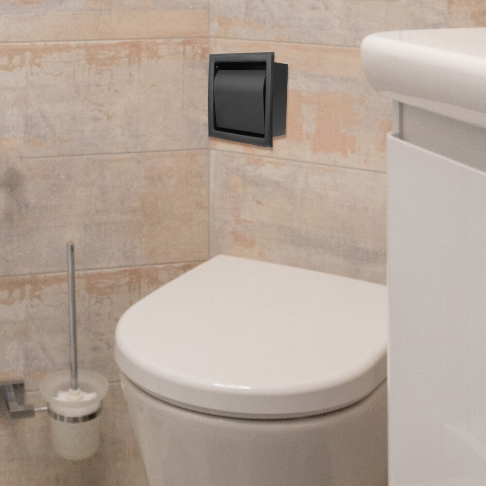 Stainless Steel Black Concealed Wall Mounted Toilet Roll Holder Tissue Paper Box