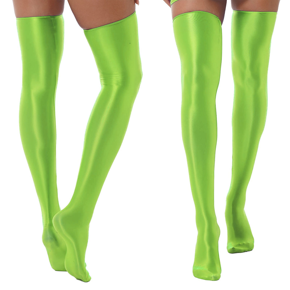1 Pair Womens Oil Shiny Stockings Stretchy Footed Thigh High Stockings Lingerie