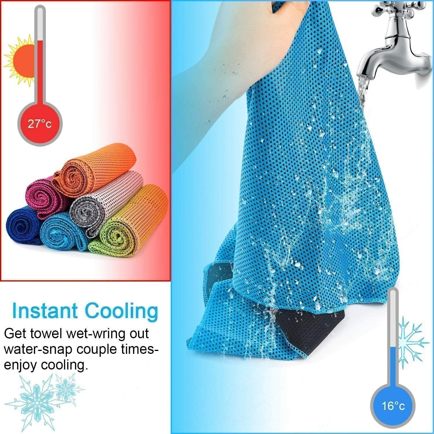 10x Instant Cooling Towel ICE Cold Golf Cycling Jogging Gym Yoga Sports Towels