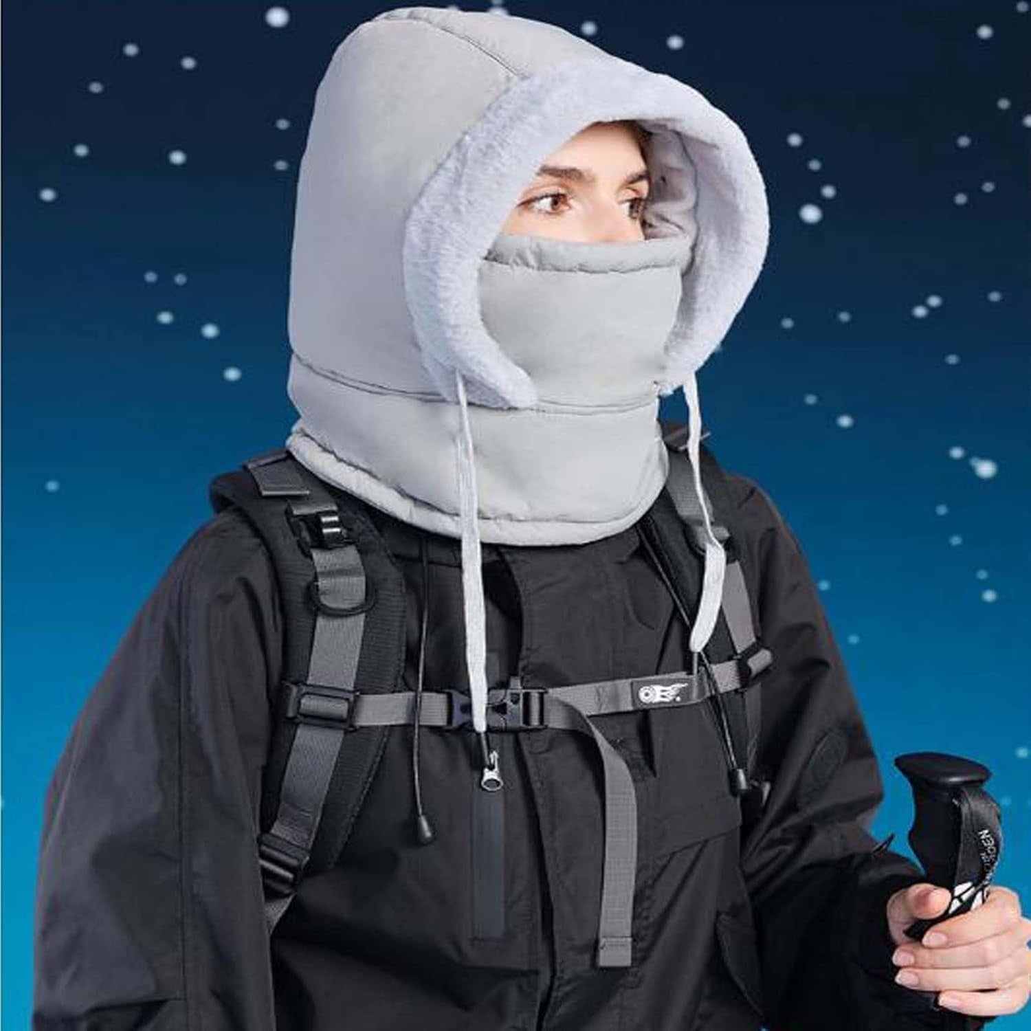 Plush-Lined Thickened Thermal Hat with Face Mask 3-in-1Windproof Warm Balaclava