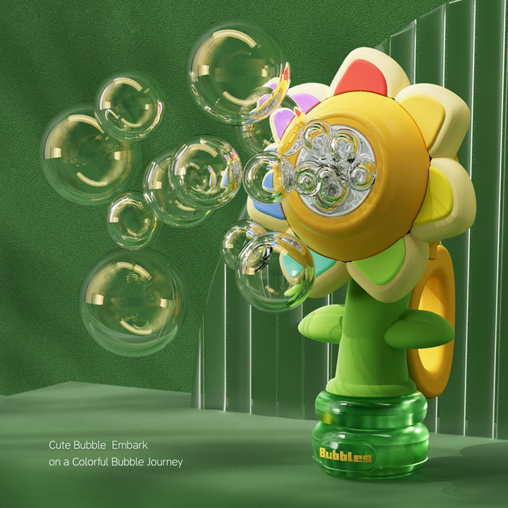 Kids Electric Bubble Machine Toy Automatic Sunflower Dancing Light Boys Girls