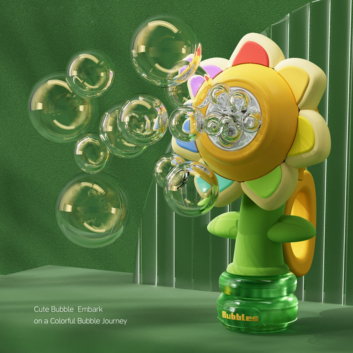 Kids Electric Bubble Machine Toy Automatic Sunflower Dancing Light Boys Girls