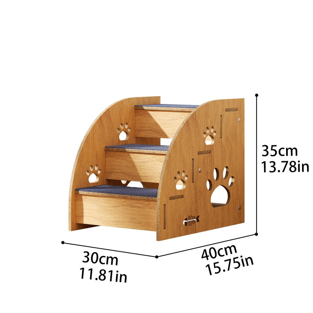 2/3 Steps Pet Ramp Wooden Dog Cat Steps Stairs Non-slip Safety Ladder For Sofa