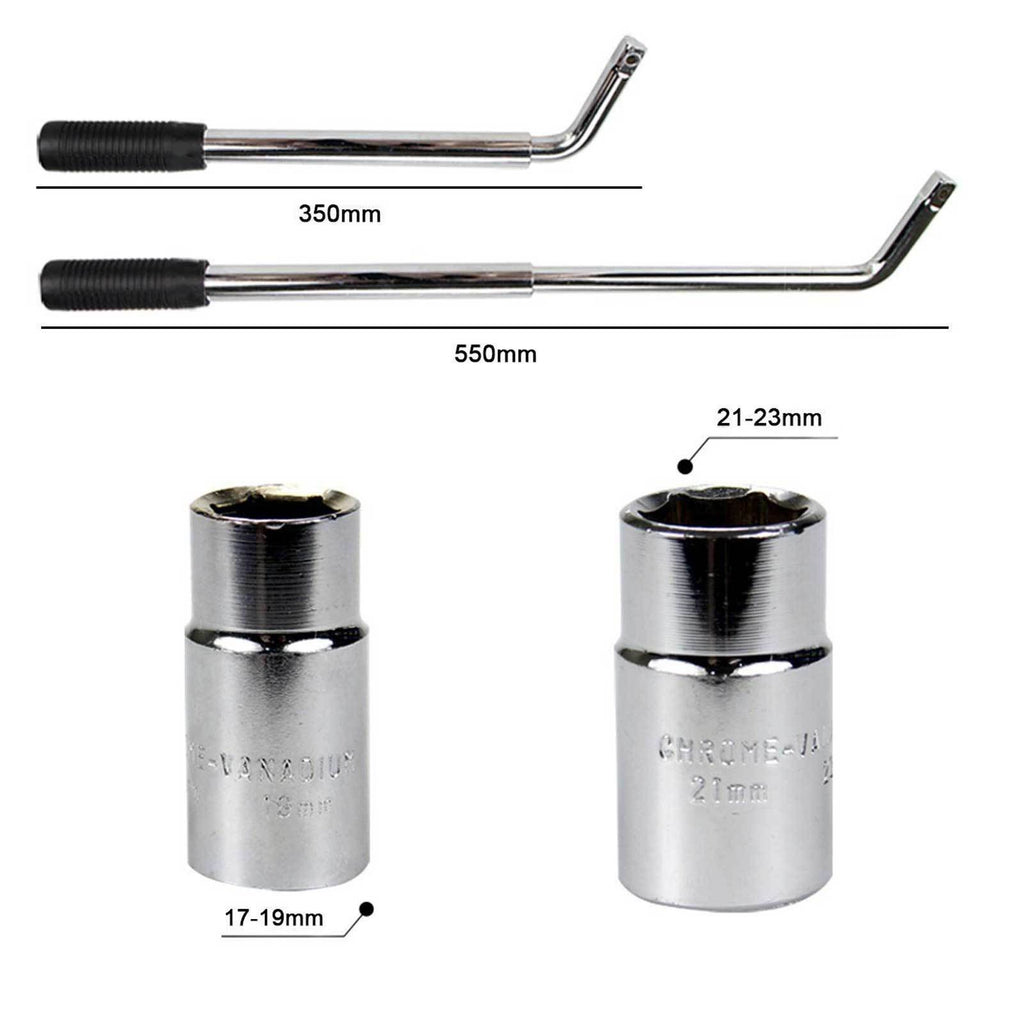 Heavy Duty Wheel Brace Wrench Extendable Double Socket Tyre Nut 17 19 21 23mm