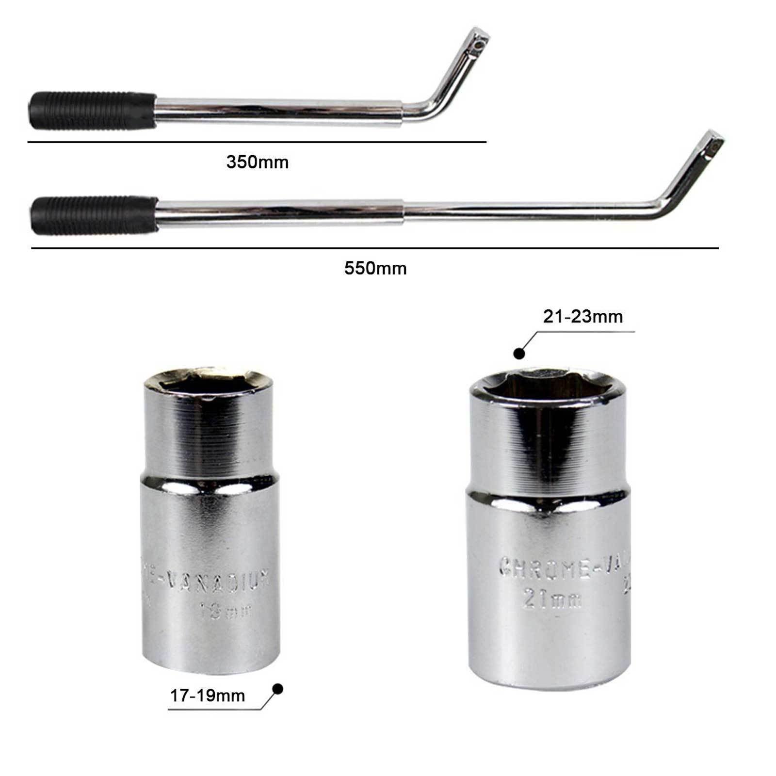 Heavy Duty Wheel Brace Wrench Extendable Double Socket Tyre Nut 17 19 21 23mm
