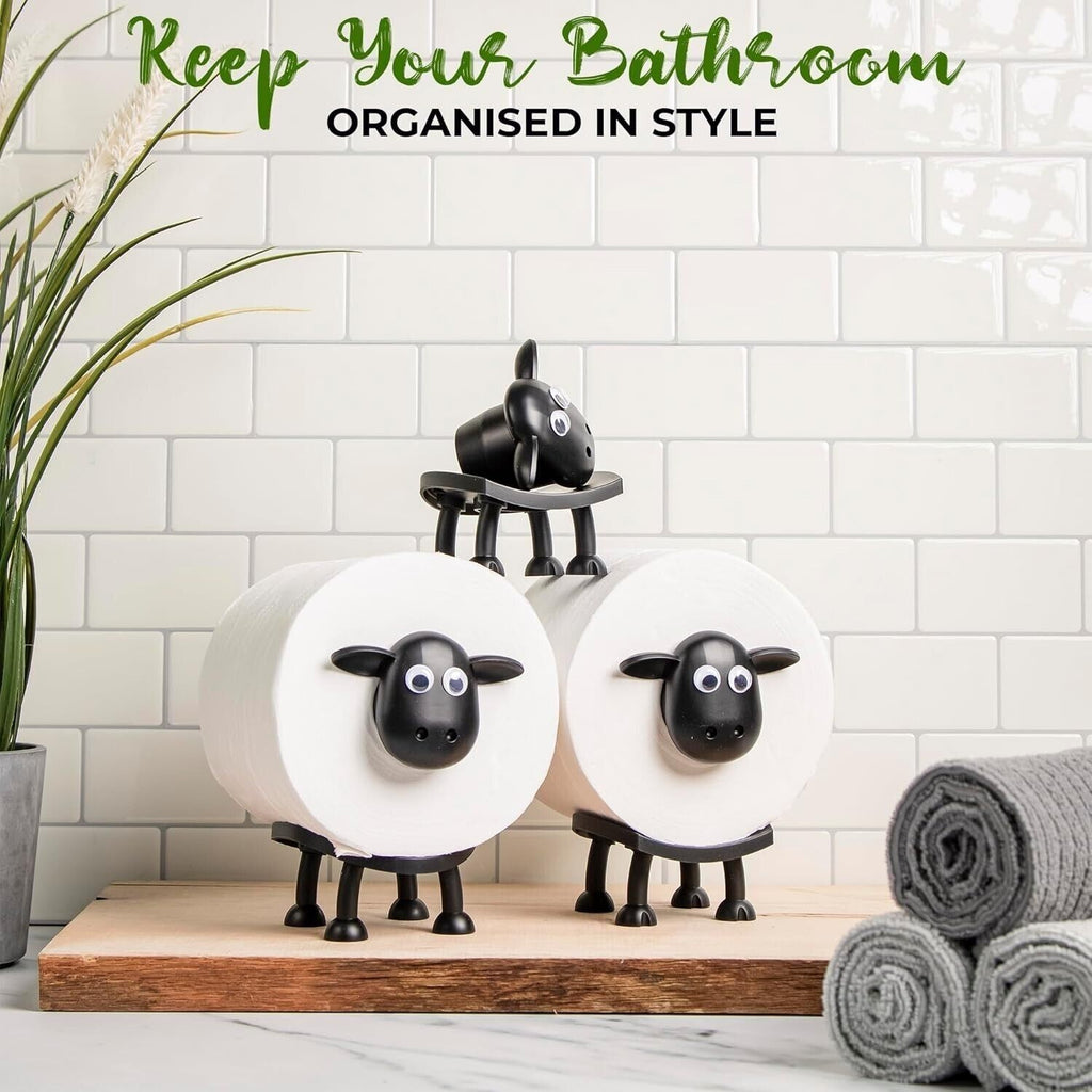 3Pcs Funny Sheep Toilet Paper Holder – Quirky Bathroom Decor & Loo Roll Storage