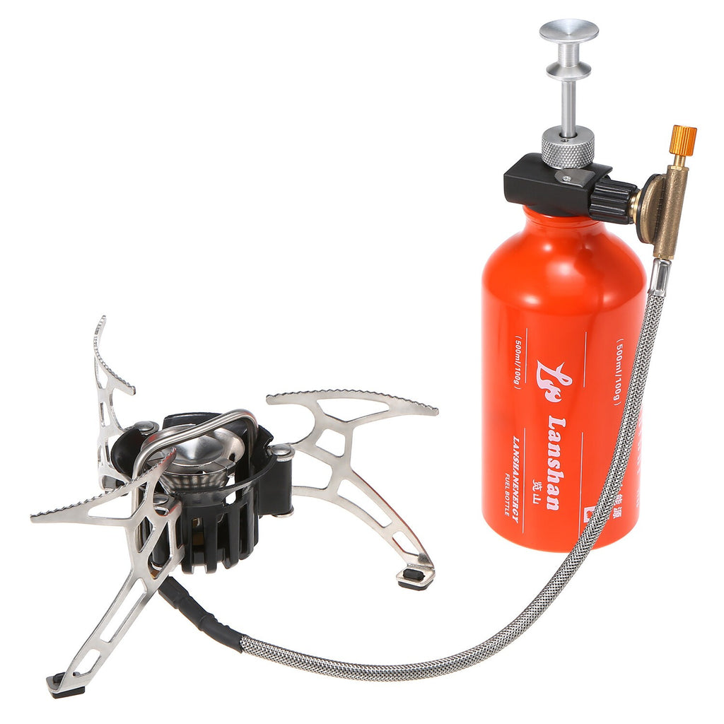 Outdoor Camping Multi Fuel Oil Stove with 500ml Gasoline Fuel Bottle