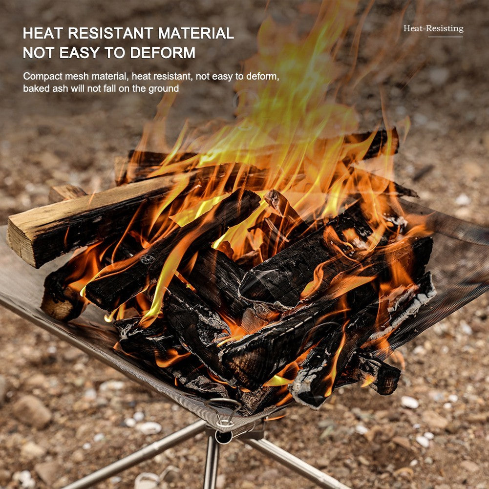 Portable Fire Pit for Camping, Outdoor Folding Firepit Fireplace with Heat Resis