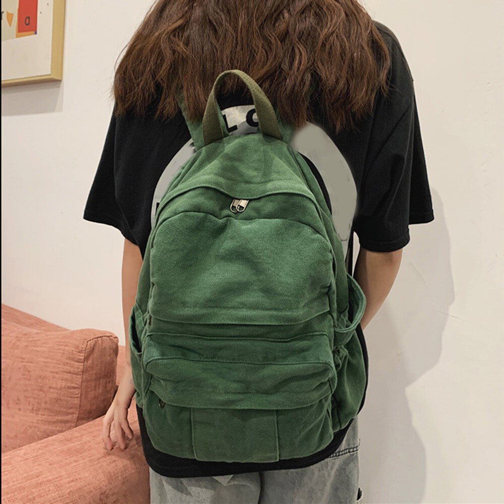 Boys Girls Retro Backpack Rucksack School College Travel Laptop Canvas Bag UK
