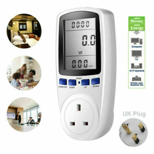 Electricity Power Consumption Meter Energy Monitor Watt Analyzer Kwh UK Plug-in