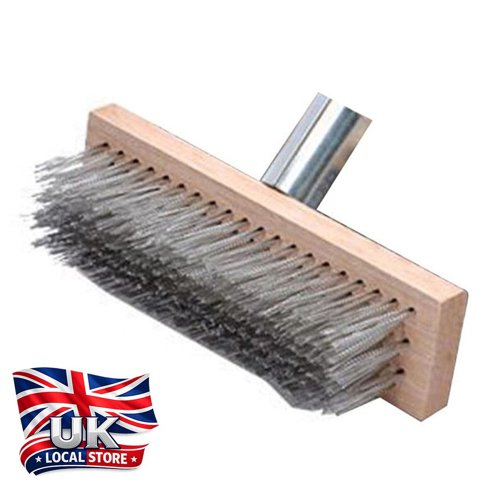 20CM Metal Wire Broom Brush Sweeping Deck Scrub Heavy Duty Garden Moss Cleaner
