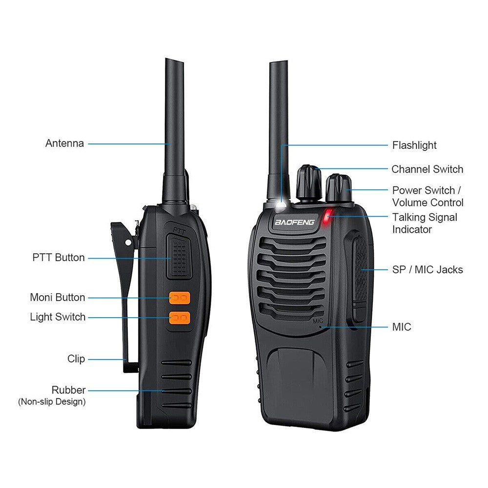 2x Baofeng BF-888S 400-470MHz Walkie Talkie Long Range Two Way Radio + Earpiece