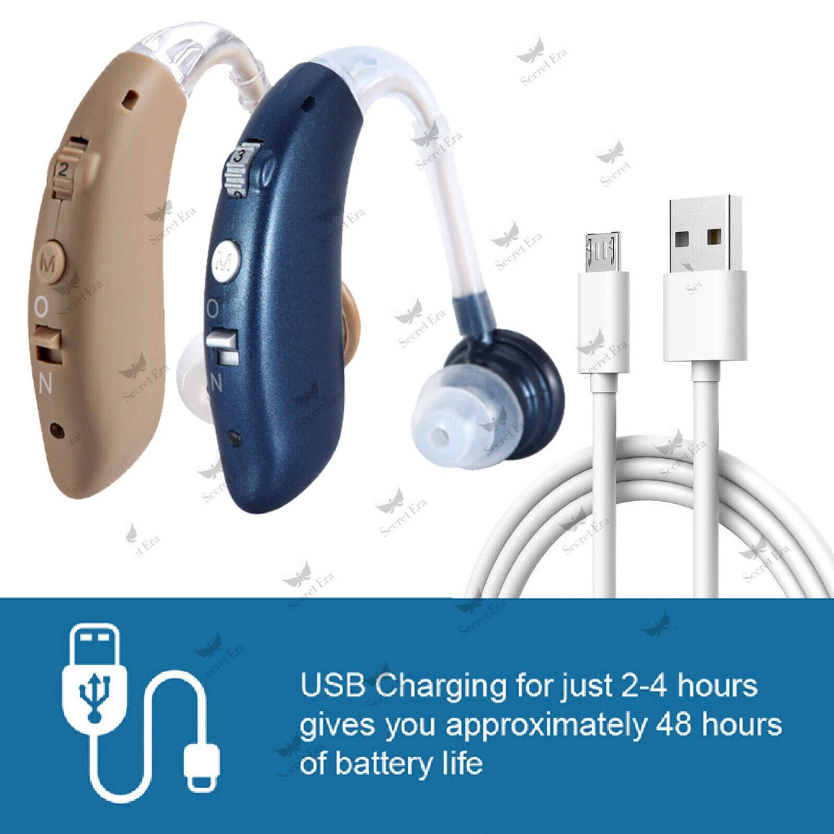 Digital Hearing Aid Severe Loss Rechargeable Invisible BTE Ear Aids High-Power