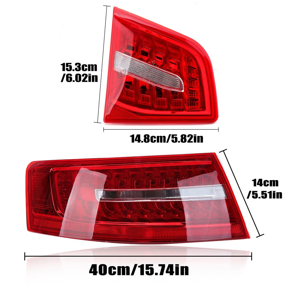 For Audi A6 C6 2009-2011 Sedan Set of 4 Outer Inner Tail Light Rear Brake Lamp