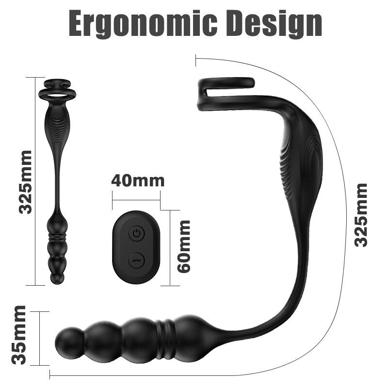Men’s Anal Vibrator – Thrusting Prostate Massager Butt Plug Dildo Toy Lubricant