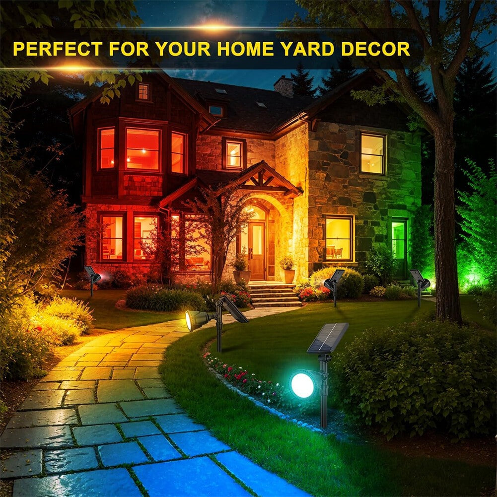 7LED Solar Spot Lights LED Colour Changing Projection Stake Garden Light Outdoor