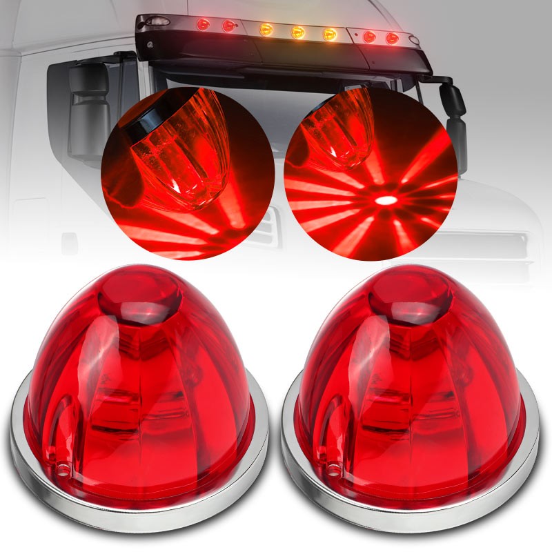 2PCS LED Watermelon Lights Truck Trailer Side Marker Clearance Lamp Turn Signal