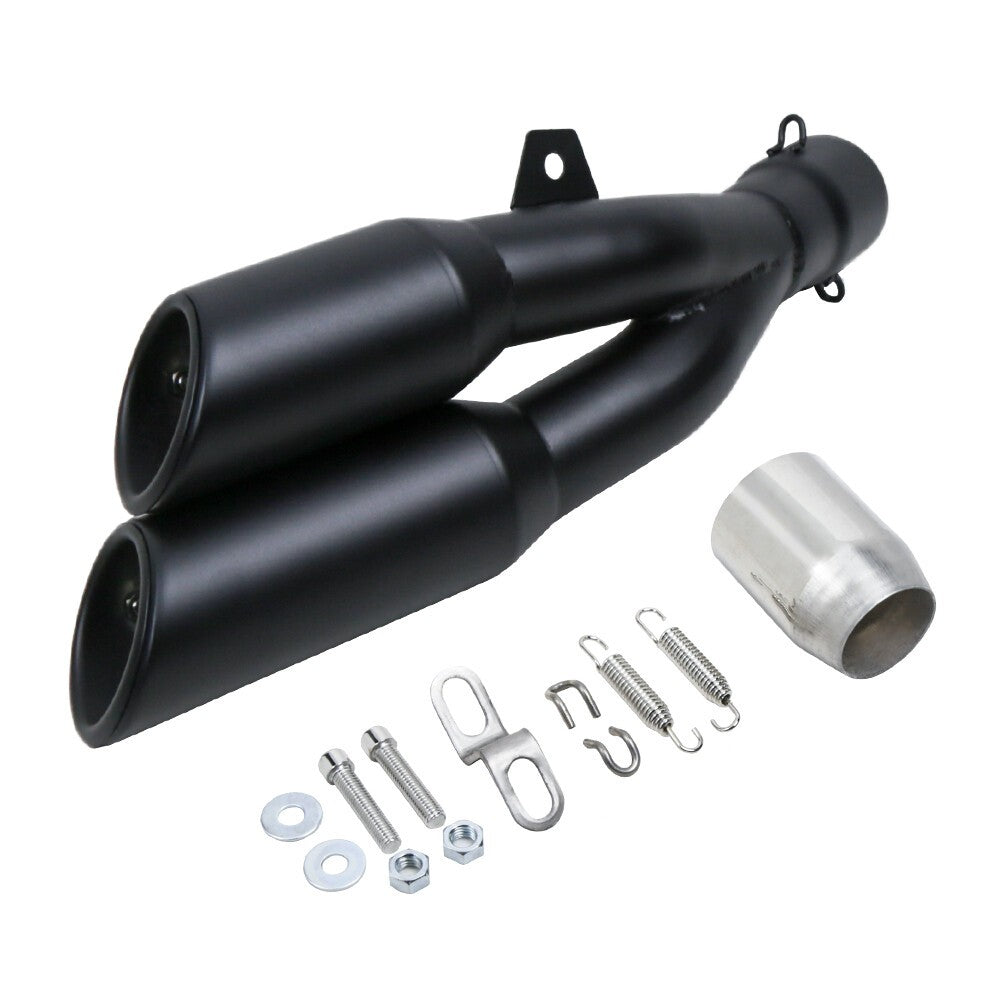 38-51mm Dual-Outlet Exhaust Silencer Motorcycle Inlet Exhaust Universal