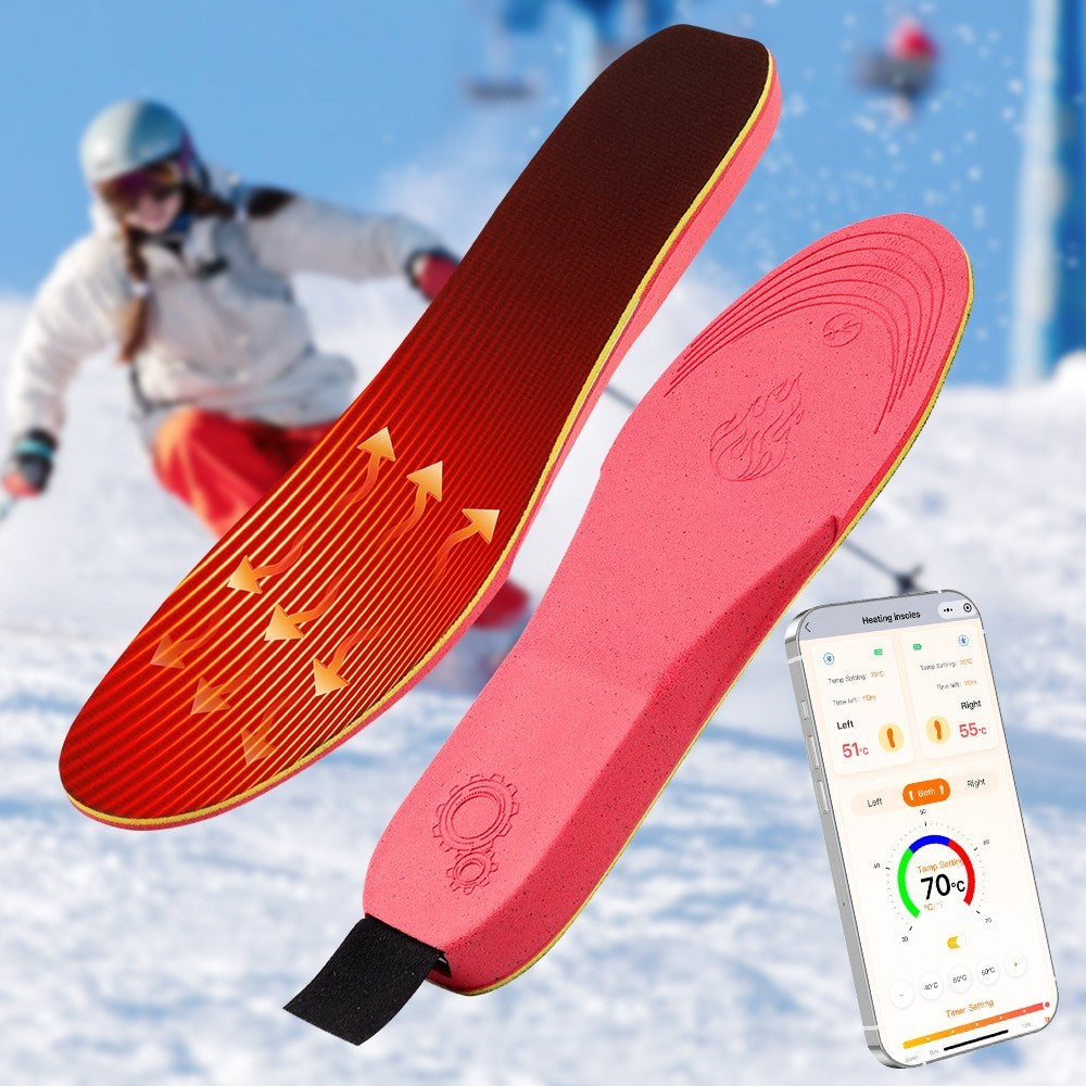 1 Pair Heated Insoles with APP Control Rechargeable Thermal Insoles Foot Warmers