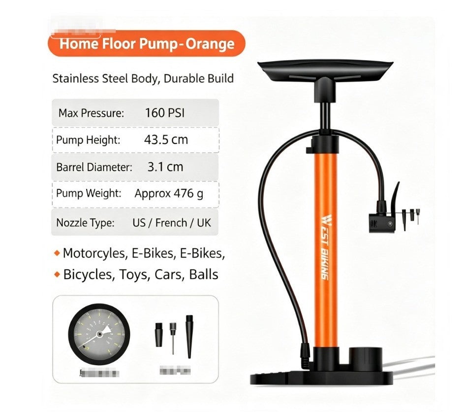 Heavy Duty Floor Standing Bike Cycle Bicycle Tyre Hand Air Mini Pump UK