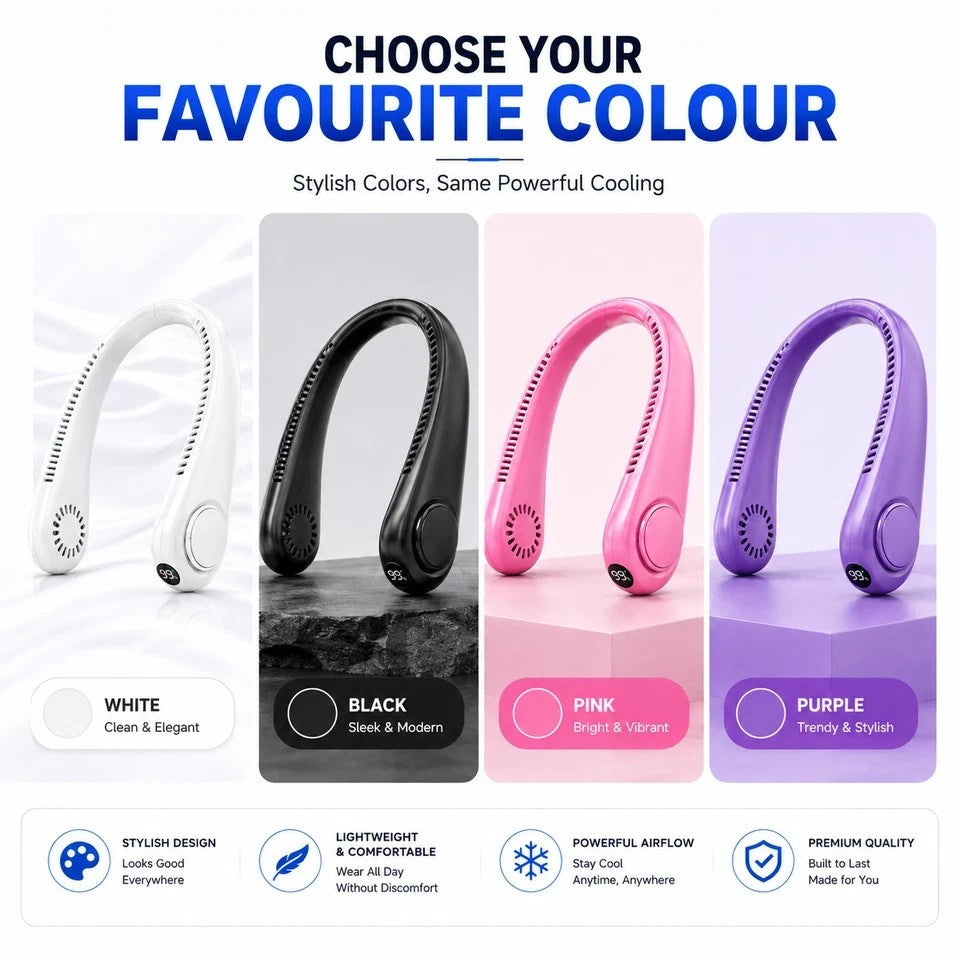 Portable Neck  Air Conditioner Fan with Cooling USB Rechargeable Hands-Free
