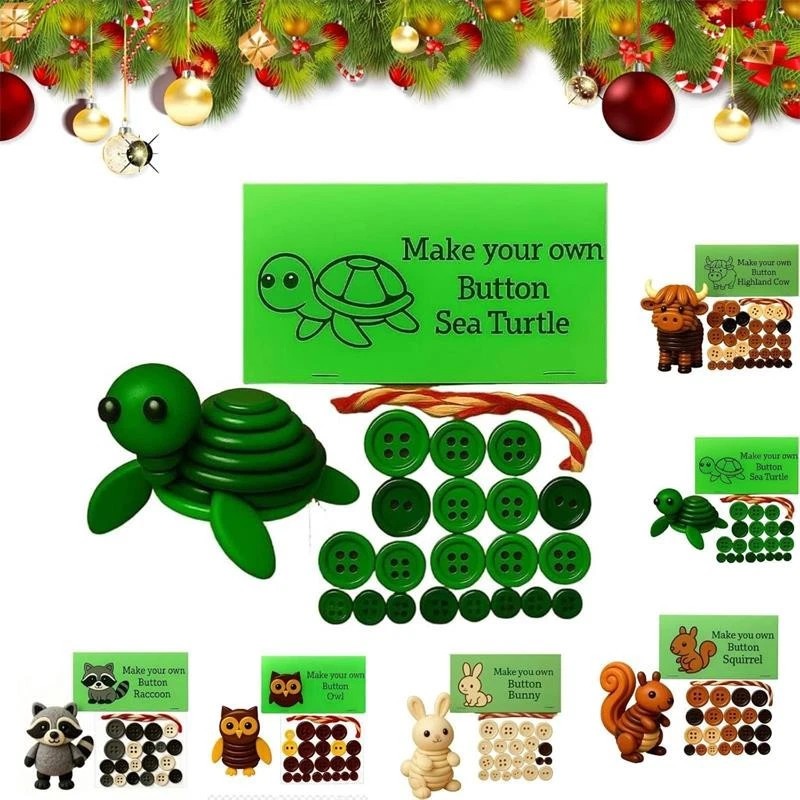 DIY Button Highland Cow Craft Kit, Fun Christmas Button Ornament Making Set Gift