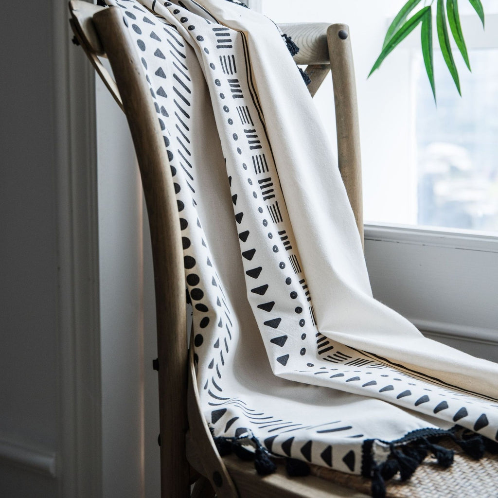 Geometric Tassels Panel Window Curtain Bohemian Cotton Linen Window Drapes