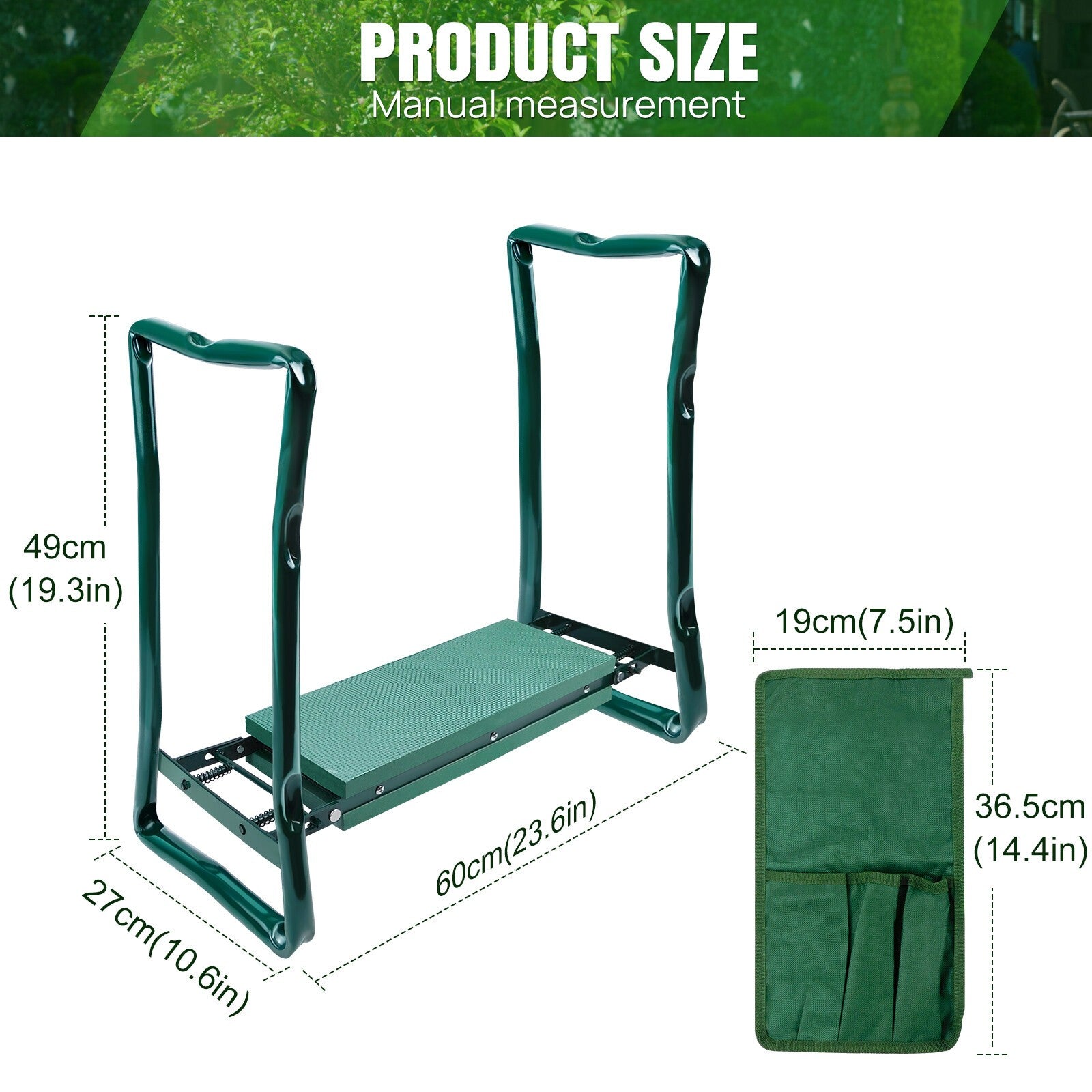 Portable Garden Kneeler Foam Kneeling Stool Tool Bag Padded Seat Seat Pad