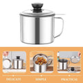 Large Capacity Oil Filter Pot 1.3L/1.8L Oil Pot Cooking Oil Strainer  Kitchen