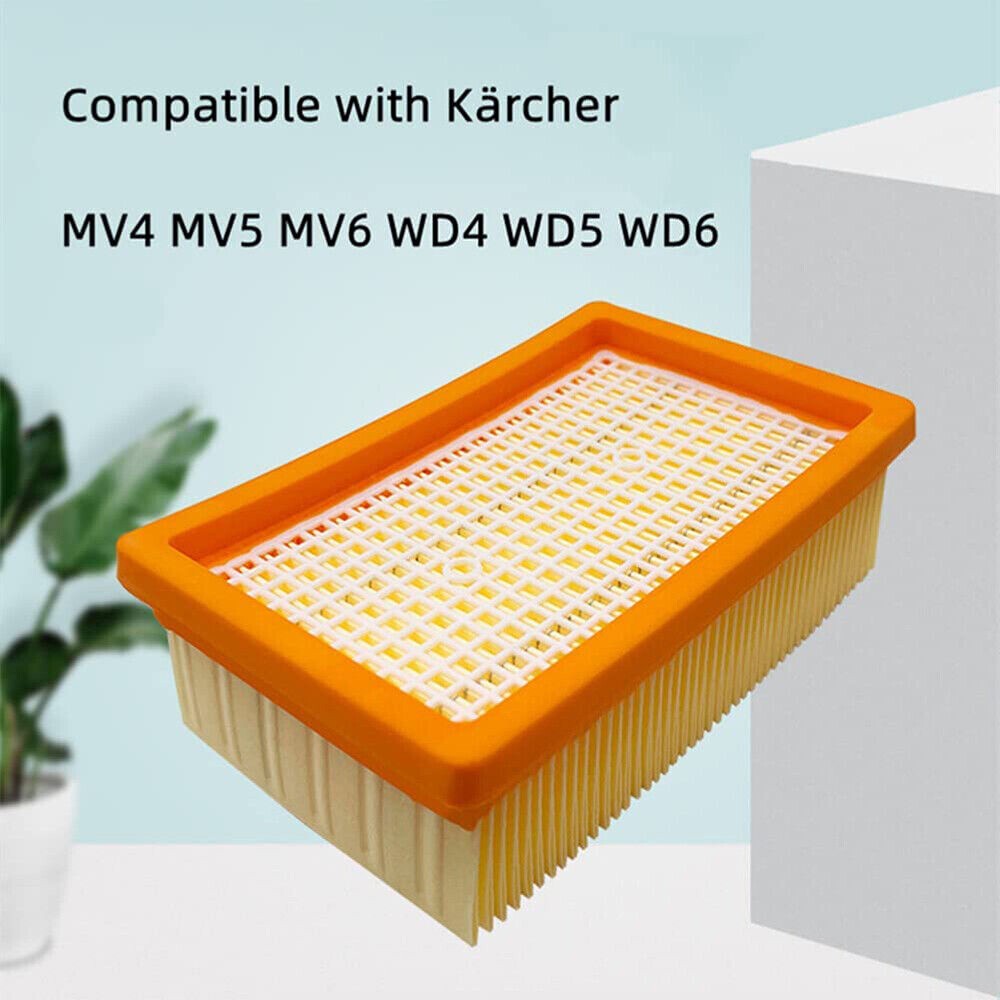 4Pcs Flat-Pleated Filter For Karcher WD4/WD5/WD6/MV4/MV5/MV6 Vacuum Cleaner Tool