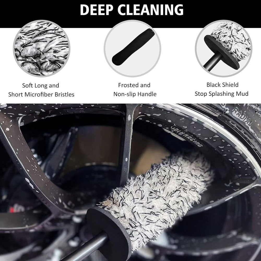 4x Microfiber Wheel Cleaner Brush Bendable Tire Brush Wheel Cleaning Tool Kit