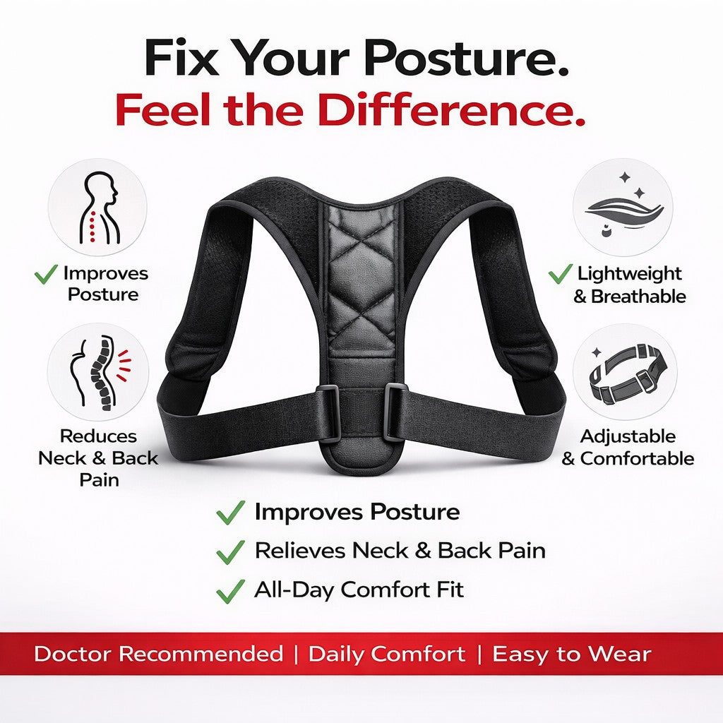 Posture Corrector Shoulder Support Belt Bad Back Brace Lumbar for Men & Women