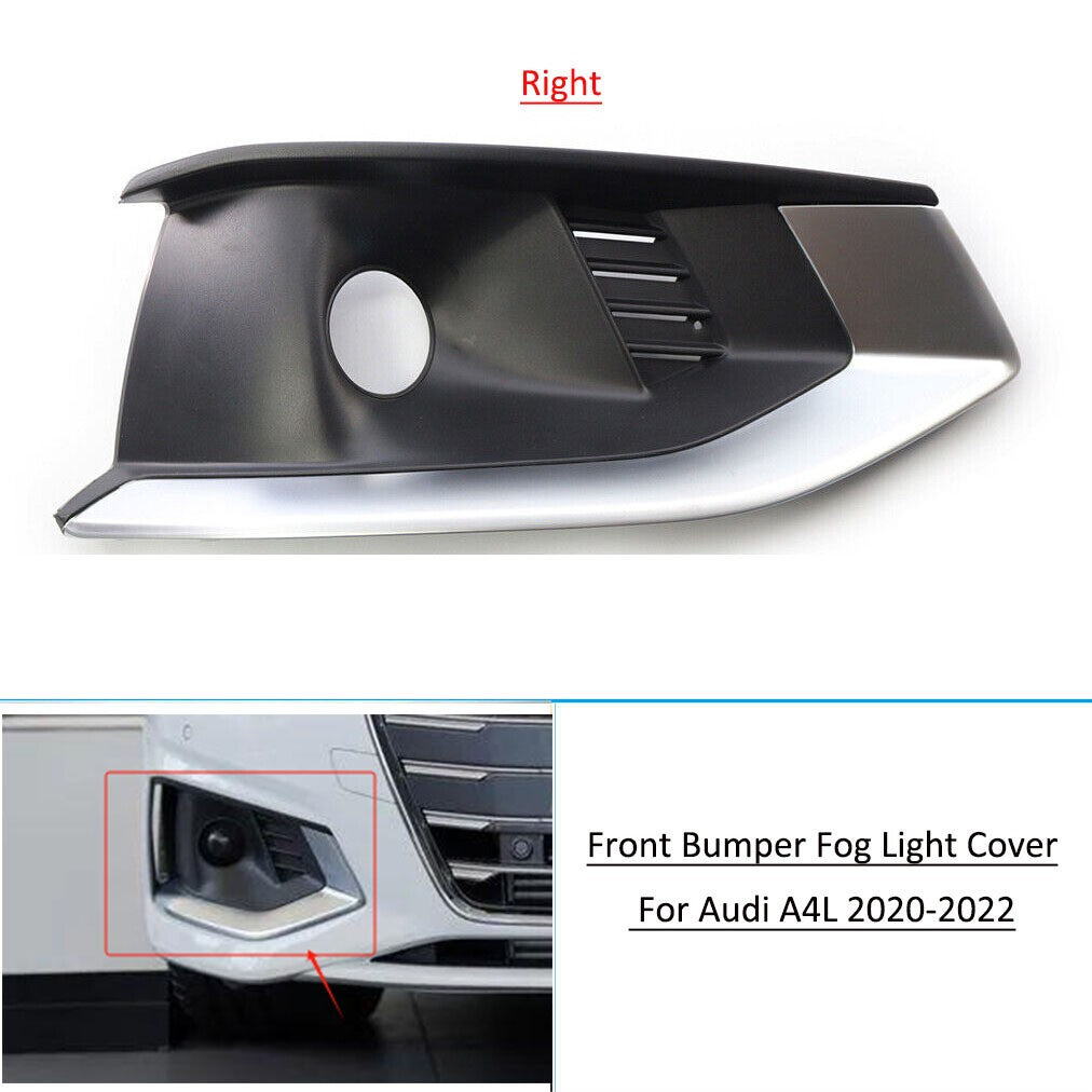 Front Bumper Fog Light Grille Cover Trim For Audi A4L 2020 2021 2022 Right Side