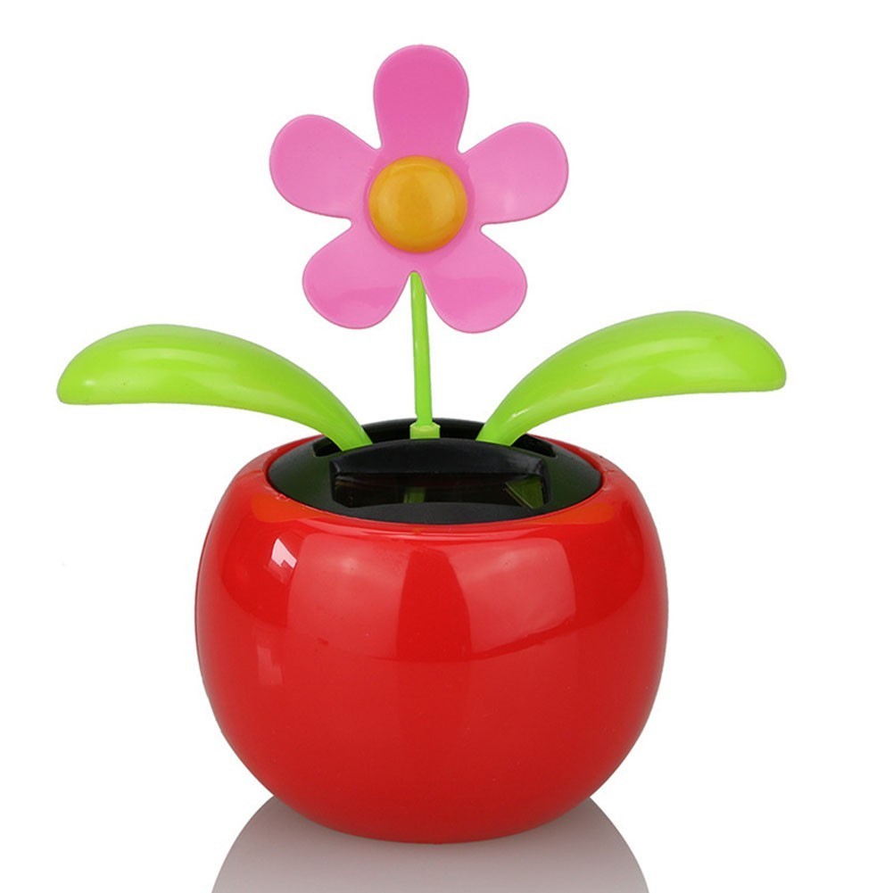 Pack of 4 Solar Powered Bubble Head Dancing Flowers for Office and Car Decor