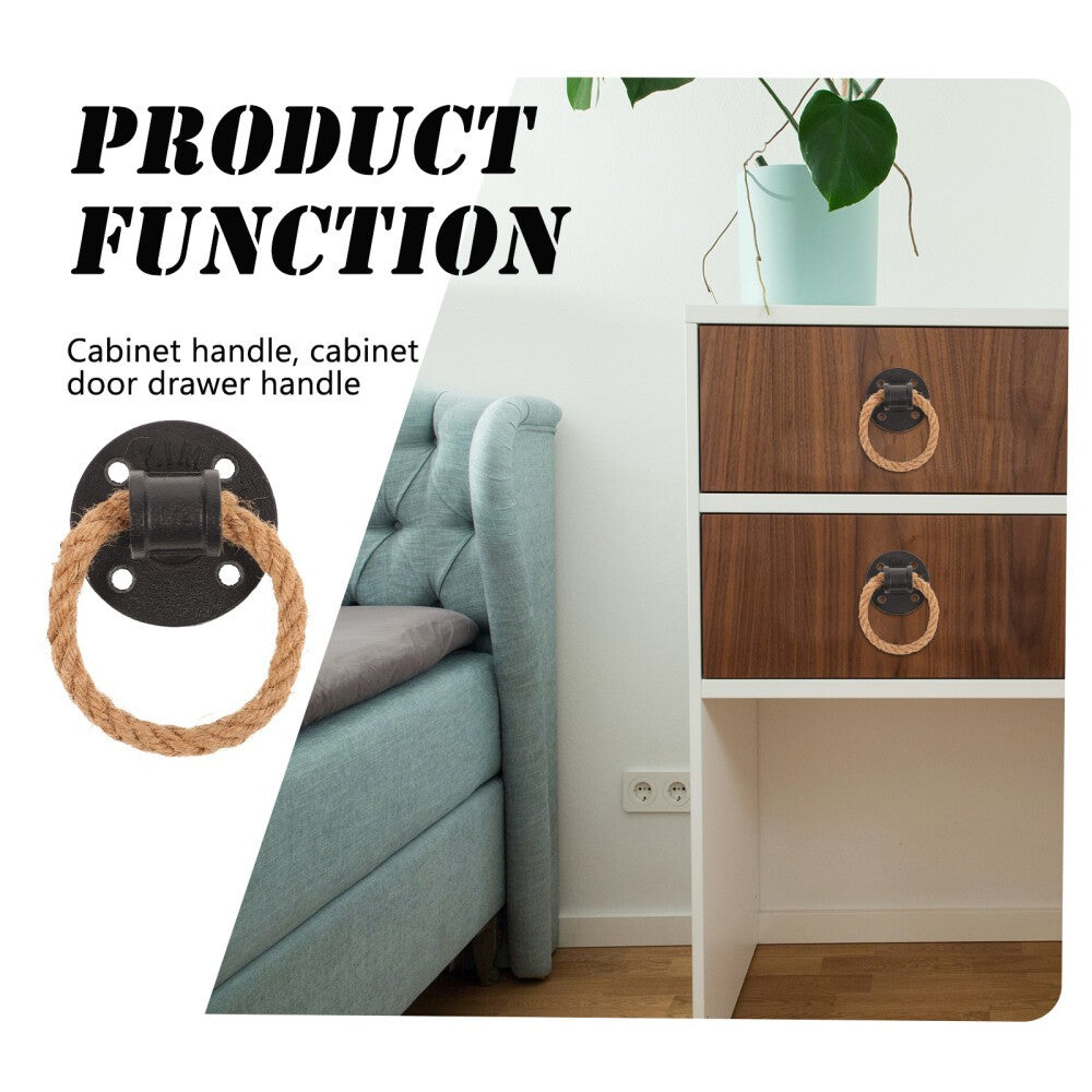 Rope Pull Handle Ring Handles Rustic Door Wall Mounted