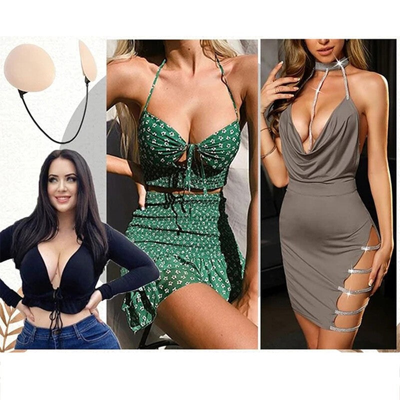 Invisible Push-Up Frontless Bra Silicone Deep Plunge Backless&Strapless Bra Kit