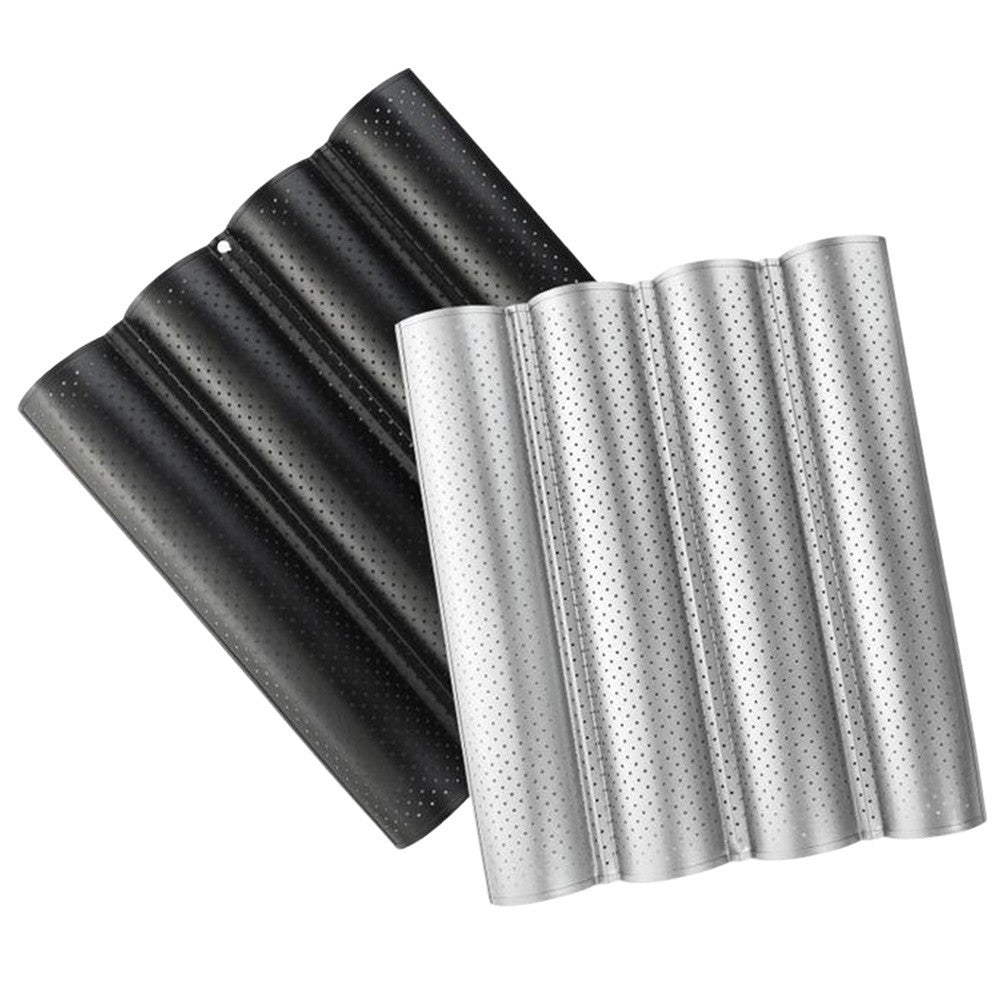 4 Wave Baguette Baking Tray Bread Mold French Loaf Tin Non-Stick Cake Plate Tool