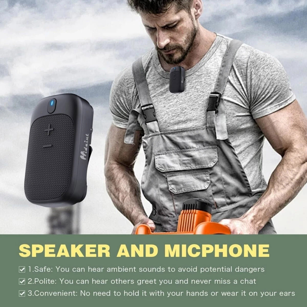 Clip On Wearable Speaker Bluetooth 5.4 Lightweight Pocket Sized 5 Hour Battery