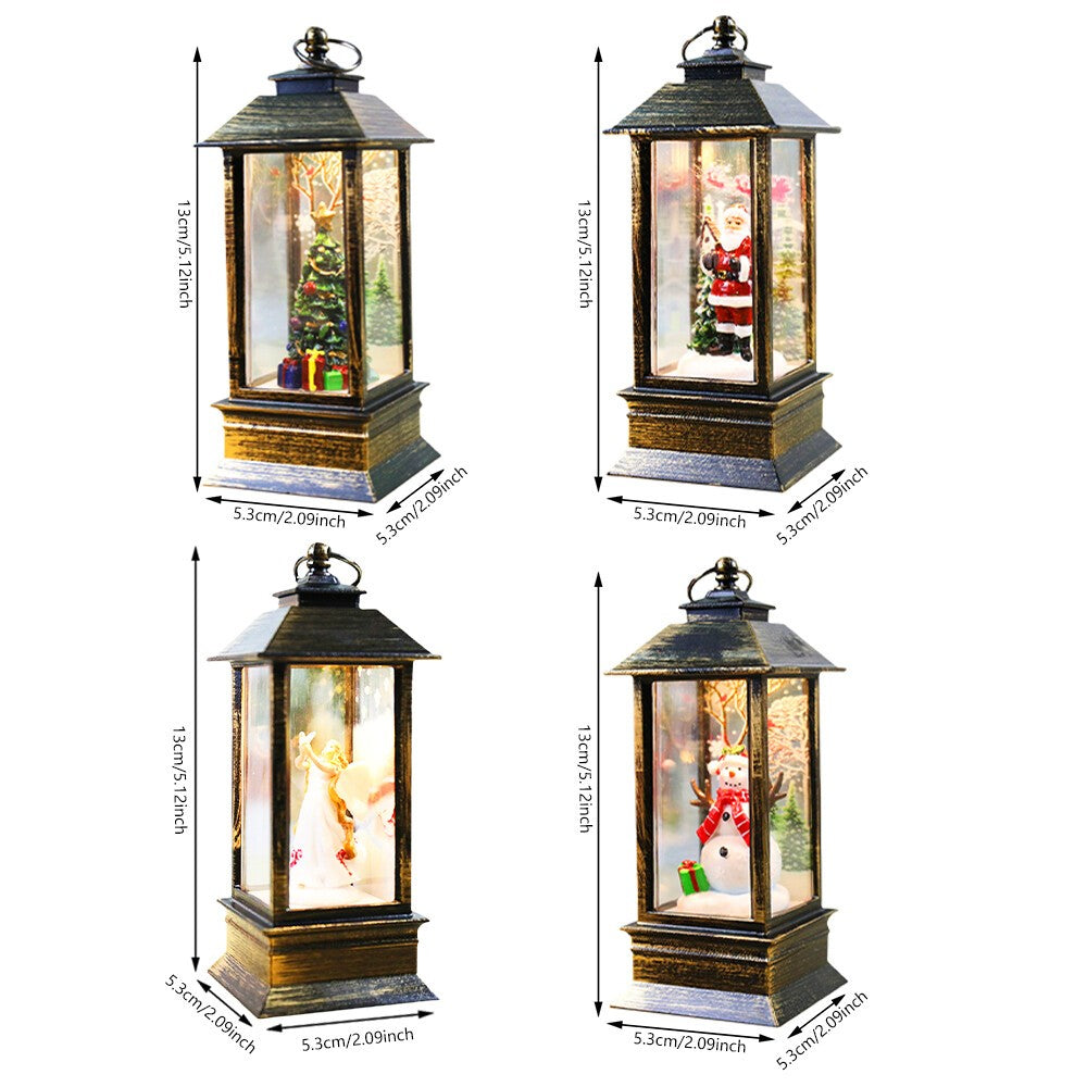 Christmas Snow Globe Lantern LED Light Santa Hanging Night Lamp UK