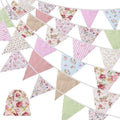 40Ft Fabric Bunting, 42Pcs Outdoor Bunting Banner,Floral Vintage Cotton