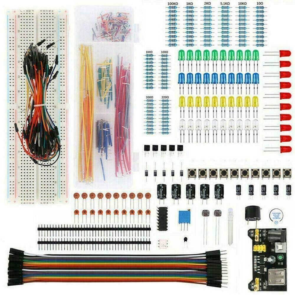 Electronic Component Starter Wire Breadboard LED Buzzer Resistor Transistor Kits