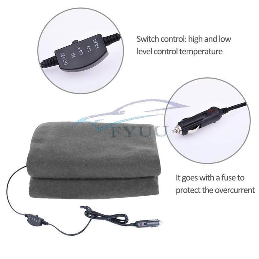 Comfortable Car Truck 12V Electric Heated Blanket Hi/Low Heat & Time Controller