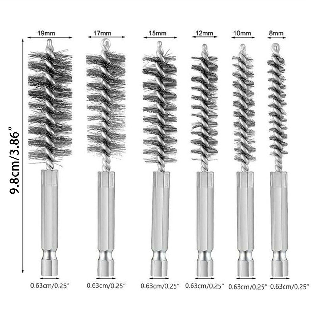 9x Copper Pipe Cleaner Brush For Drill/Driver - 15mm 22mm 28mm Plumbing- Hex bit