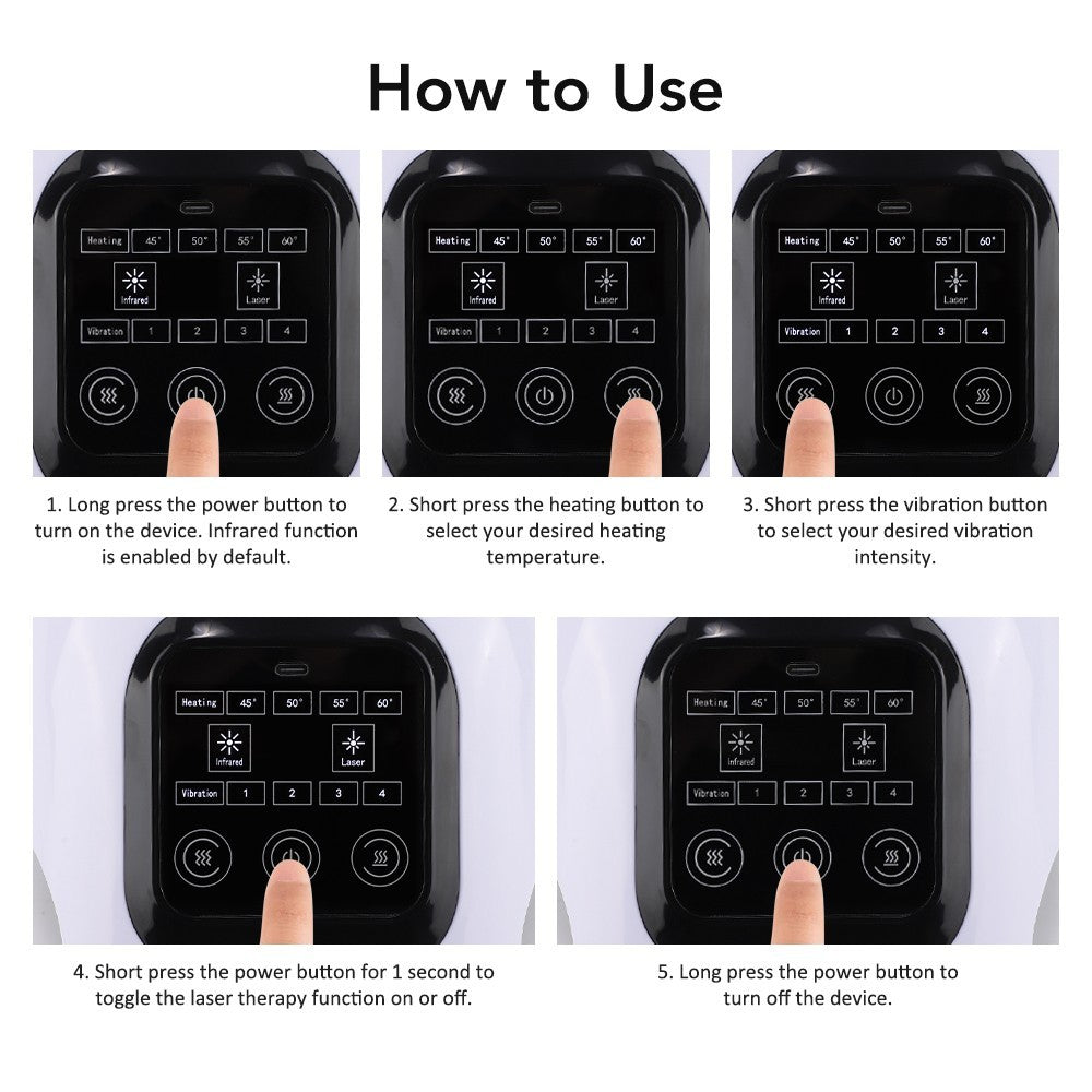 4-in-1 Cordless Knee Massager with Heat Vibration Red Light Therapy Pain Relief