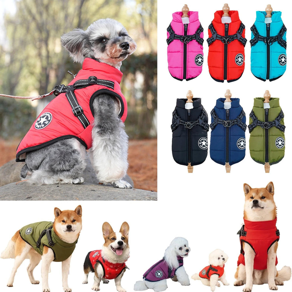 UK Pet Dog Vest Puppy Dog Autumn Winter Warm Padded Coat Harness Zip Jacket